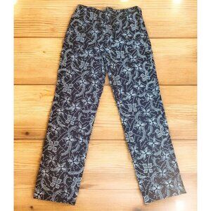 Vintage Chico's Design Pants Women's Size 1 (28"W x 30"L) Black‎ White Flowers